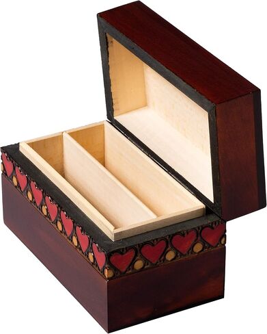 Artisan Owl Polish Handmade Four Suited Joker Card Wooden Box with Red Interior, Holds Two Decks of Cards in Saudi Arabia