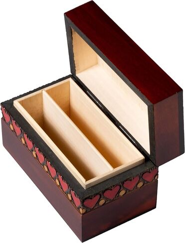 Artisan Owl Polish Handmade Four Suited Joker Card Wooden Box with Red Interior, Holds Two Decks of Cards in Saudi Arabia