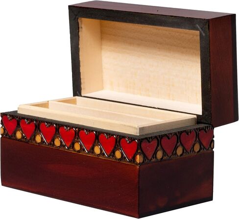 Artisan Owl Polish Handmade Four Suited Joker Card Wooden Box with Red Interior, Holds Two Decks of Cards in Saudi Arabia