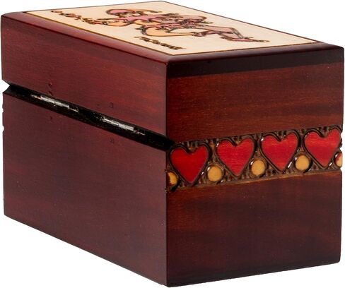 Artisan Owl Polish Handmade Four Suited Joker Card Wooden Box with Red Interior, Holds Two Decks of Cards in Saudi Arabia