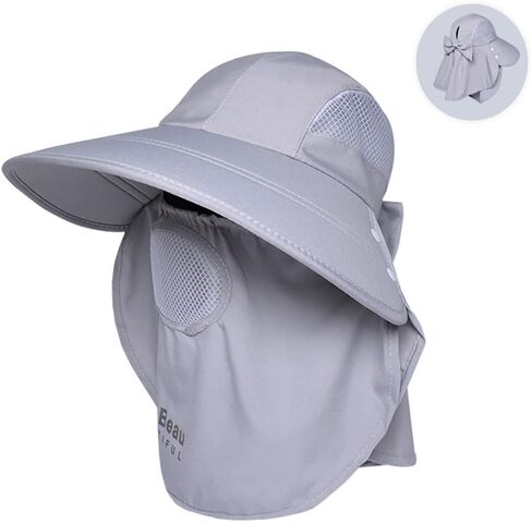 Women Sun Fishing Hats Wide Brim UV Protection Foldable Ponytail Summer Hat with Detachable Flap in Saudi Arabia