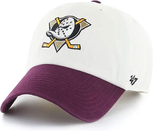 47 Anaheim Ducks Hat Mens Womens Two Tone Clean Up Adjustable Cap, White/Plum in Saudi Arabia