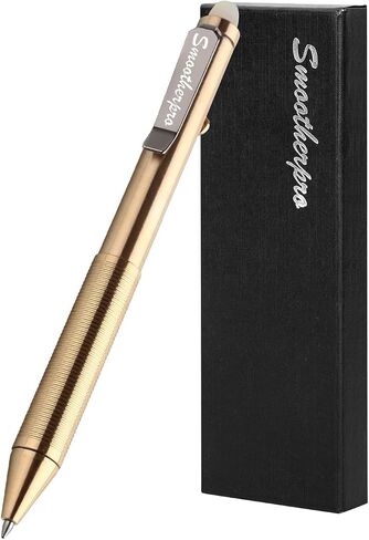 SMOOTHERPRO Erasable Solid Brass Bolt Action Pen,Weighted Heavy Pen Compatible with Pilot FriXion Refill,Durable Pen Clip for EDC Pocket Business Collection Retro(EAP02-GD) in Saudi Arabia