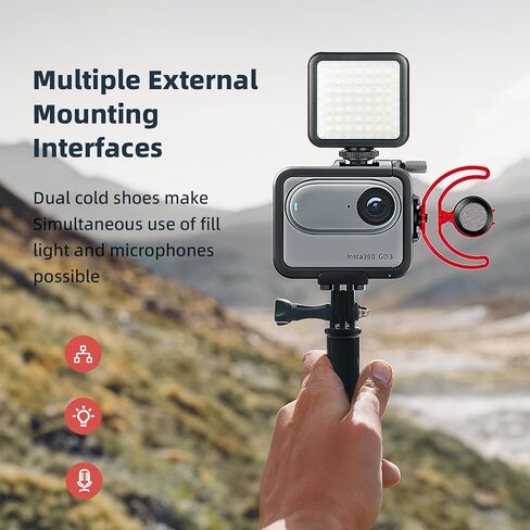 قفص بإطار من الألومنيوم مع حافظة من السيليكون للعدسة وواقي شاشة لجهاز Insta360 GO 3، حافظة معدنية متينة واقية مع حامل للأحذية الباردة (رقم الموديل 1) in Kuwait