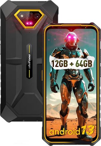 هواتف Ulefone Armor X13 الوعرة غير مقفلة، هاتف مقاوم للماء IP68/IP69K، MTk Helio G36 12GB+64GB، كاميرا رؤية ليلية 50MP+24MP، شاشة 6.52 بوصة، 6320 مللي أمبير، Android 13، NFC، معرف بصمة الإصبع، أسود in Kuwait