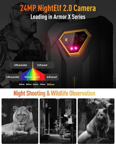 هواتف Ulefone Armor X13 الوعرة غير مقفلة، هاتف مقاوم للماء IP68/IP69K، MTk Helio G36 12GB+64GB، كاميرا رؤية ليلية 50MP+24MP، شاشة 6.52 بوصة، 6320 مللي أمبير، Android 13، NFC، معرف بصمة الإصبع، أسود in Kuwait