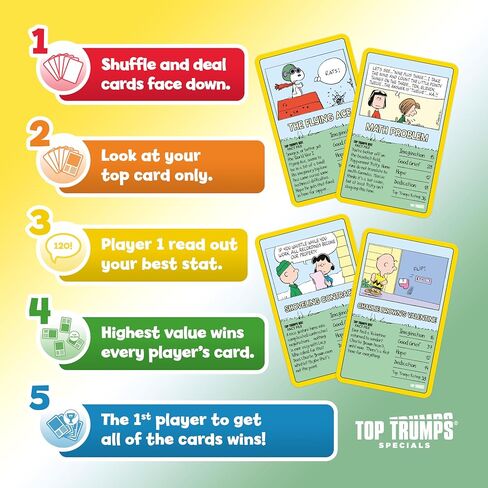 لعبة بطاقات Top Trumps Peanuts - ألعاب عائلية للأطفال والكبار - ألعاب تعليمية - ألعاب بطاقات للأطفال للاعبين وأكثر - ألعاب حرب الأطفال - حروب البطاقات - للأطفال بعمر 6 سنوات فما فوق in Saudi Arabia