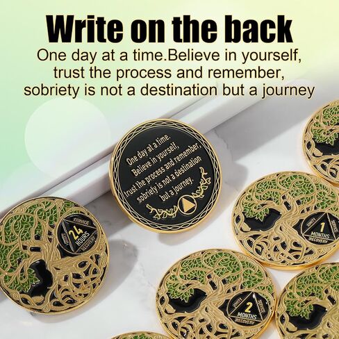 12 Pcs Sobriety Coin Sobriety Chip One Year AA Chips and Medallions Anniversary Sobriety Gifts for Men Women Alcoholics Anonymous Addiction Recovery Gift in Saudi Arabia