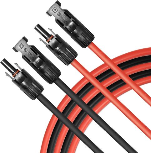 5FT Black + Red 10AWG(6mm²) Solar Panel Extension Cable Wire, Solar Adaptor Cable with Female and Male Connector - Set of 2 in Saudi Arabia