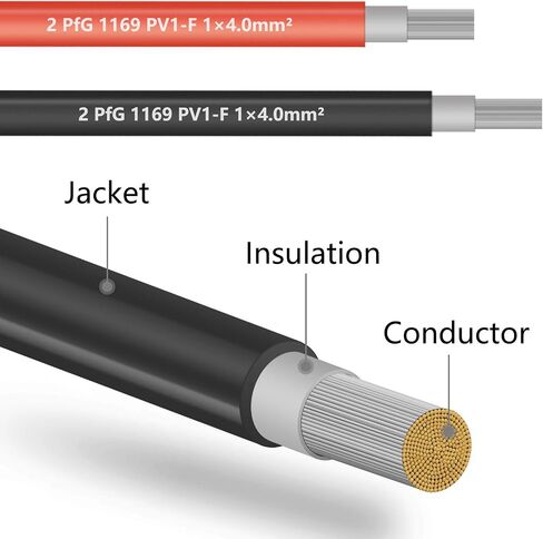 5FT Black + Red 10AWG(6mm²) Solar Panel Extension Cable Wire, Solar Adaptor Cable with Female and Male Connector - Set of 2 in Saudi Arabia