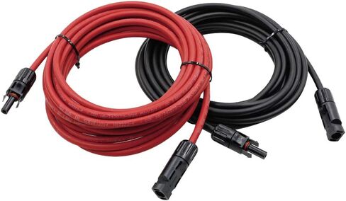 5FT Black + Red 10AWG(6mm²) Solar Panel Extension Cable Wire, Solar Adaptor Cable with Female and Male Connector - Set of 2 in Saudi Arabia