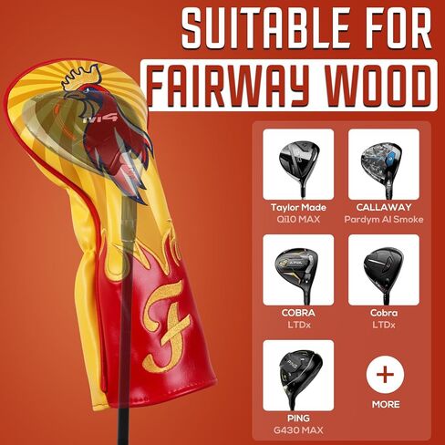 Golf Club Head Cover Golf Head Cover Driver Headcover Fairway Wood Headcover Hybrid Club Head Cover Rooster… in Saudi Arabia