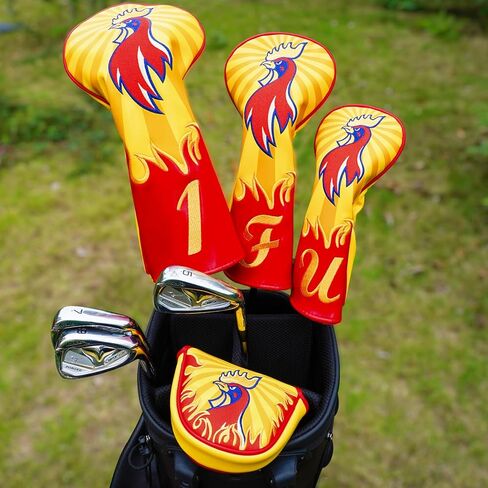 Golf Club Head Cover Golf Head Cover Driver Headcover Fairway Wood Headcover Hybrid Club Head Cover Rooster… in Saudi Arabia