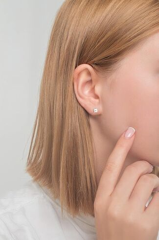 SOFIA MILANI - Solid 925 Sterling Silver Earrings for Women - Rectangle Stud Earring - E1225 in Kuwait