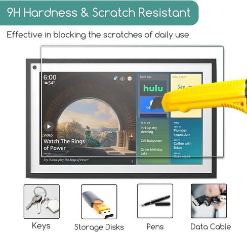 واقي شاشة من الزجاج المقوى من KEANBOLL مصمم لشاشة Echo Show 15 من الزجاج المقسى، صلابة فائقة الوضوح 9H - تغطية كاملة للشاشة in Saudi Arabia