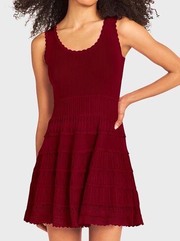 Wenrine Women's Summer Mini Dresses Sleeveless Knitted Crew Neck Casual Crochet Hem Slim Cute Tank Dress in Saudi Arabia