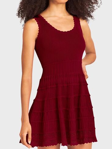 Wenrine Women's Summer Mini Dresses Sleeveless Knitted Crew Neck Casual Crochet Hem Slim Cute Tank Dress in Saudi Arabia