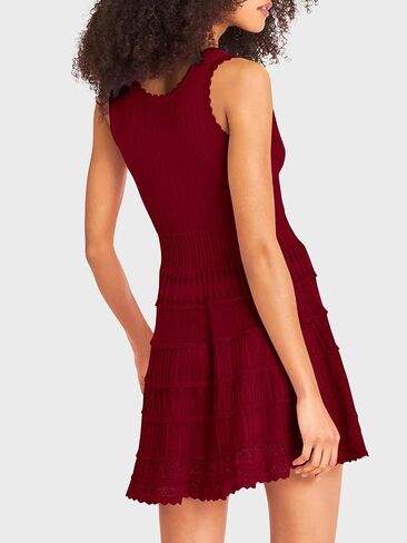 Wenrine Women's Summer Mini Dresses Sleeveless Knitted Crew Neck Casual Crochet Hem Slim Cute Tank Dress in Saudi Arabia