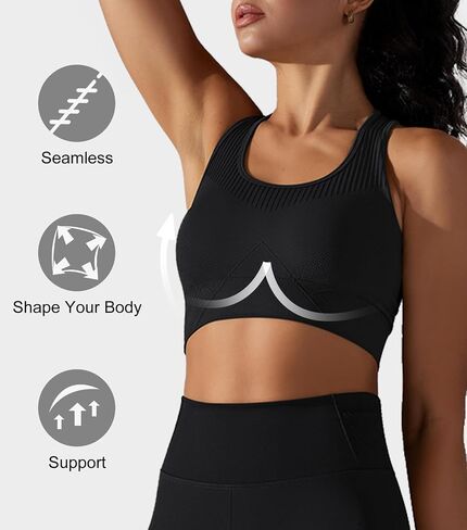 Orolay Women's Seamless Sports Bra Wirefree Racerback Yoga Bra Workout Gym Activewear with Removable Pads in Saudi Arabia