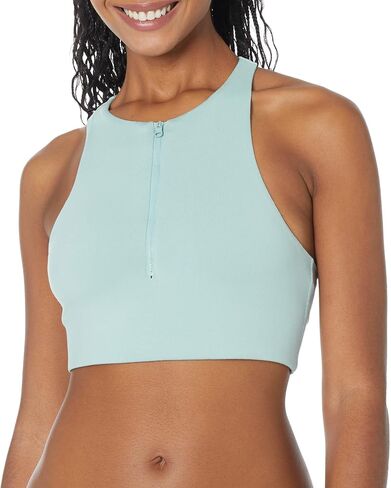 Sage Collective Women's Moisture Wicking Racerback Wirefree Stretch Front Zipper Padded Athletic Yoga Sports Bra in Saudi Arabia