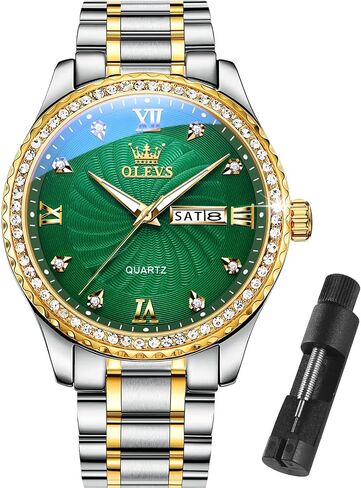 OLEVS Mens Watches，Big Face Watches for Men，Mens Stainless Steel Band Watches，Mens Waterproof Watches，Men Day Date Watches，Analog Quartz Men's Watches，Relojes para Hombre，Fashion Business Watch Men in Saudi Arabia