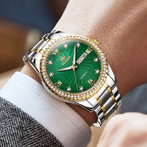 OLEVS Mens Watches，Big Face Watches for Men，Mens Stainless Steel Band Watches，Mens Waterproof Watches，Men Day Date Watches，Analog Quartz Men's Watches，Relojes para Hombre，Fashion Business Watch Men in Saudi Arabia