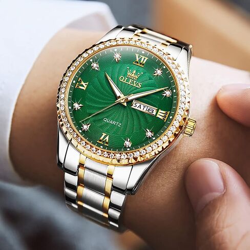 OLEVS Mens Watches，Big Face Watches for Men，Mens Stainless Steel Band Watches，Mens Waterproof Watches，Men Day Date Watches，Analog Quartz Men's Watches，Relojes para Hombre，Fashion Business Watch Men in Saudi Arabia