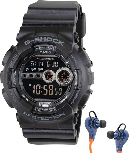 ساعة جي شوك كاسيو للرجال - سوداء - مجموعة سماعات لاسلكية - ساعة مقاومة للماء حتى 20 بار، مقاومة للصدمات، عمر بطارية 7 سنوات، إضاءة خلفية LED عالية السطوع، مؤقت، ساعة إيقاف، توقيت متعدد المدن in Kuwait