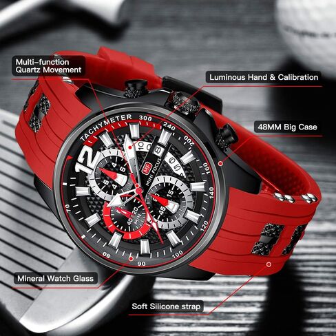 Mini Focus Mens Watches Military Sports Watch (Chronograph/Waterproof/Luminous/Calendar) Silicon Band Quartz Watch for Men in Saudi Arabia