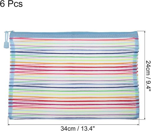 MECCANIXITY Mesh Zipper Pouches, A4 Colorful Pencil Case Document File Bags Storage Organizer for Office Supply Travel Accessory, Purple Pack of 6 in Saudi Arabia
