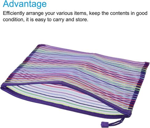 MECCANIXITY Mesh Zipper Pouches, A4 Colorful Pencil Case Document File Bags Storage Organizer for Office Supply Travel Accessory, Purple Pack of 6 in Saudi Arabia