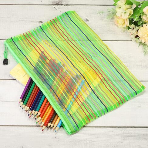 MECCANIXITY Mesh Zipper Pouches, A4 Colorful Pencil Case Document File Bags Storage Organizer for Office Supply Travel Accessory, Purple Pack of 6 in Saudi Arabia