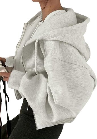 Women's Zip Up Hoodie Long Sleeve Drawstring Hooded Sweatshirt Trendy Zipped Hoodies with Pocket in Saudi Arabia
