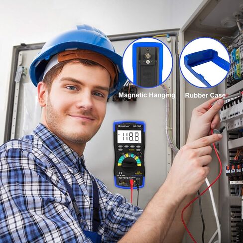 جهاز قياس رقمي متعدد من HOLDPEAK 6000 عدد محلل المدى التلقائي TRMS فولت متر جهاز قياس المقاومة hFE مع مقياس تيار الجهد الكهربي NCV AC/DC، غطاء، درجة الحرارة، عقد البيانات، اختبار الصمام الثنائي، إضاءة خلفية LED، HP-770T in Kuwait