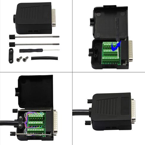 CERRXIAN DB25 Breakout Board, DB25 Male D-SUB Connector to DB25 Screw Solderless Wiring Terminal Module Breakout PCB Board Kits with Plastic Case (M Black) in Saudi Arabia