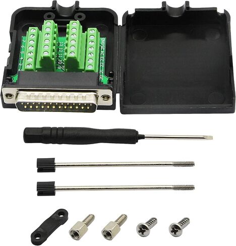 CERRXIAN DB25 Breakout Board, DB25 Male D-SUB Connector to DB25 Screw Solderless Wiring Terminal Module Breakout PCB Board Kits with Plastic Case (M Black) in Saudi Arabia