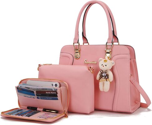 Soperwillton Handbags for Women Shoulder Bags Wallet Tote Bag Satchel 3pcs Purse Set in Kuwait