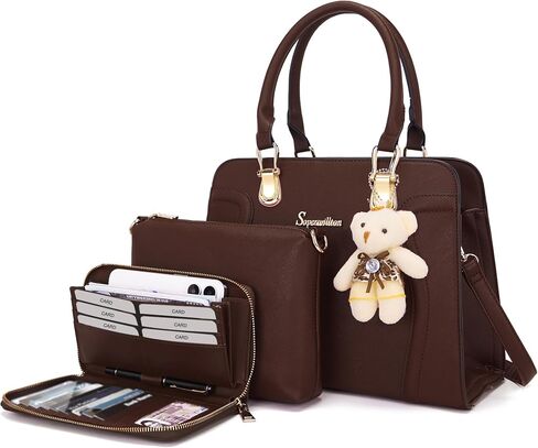Soperwillton Handbags for Women Shoulder Bags Wallet Tote Bag Satchel 3pcs Purse Set in Kuwait