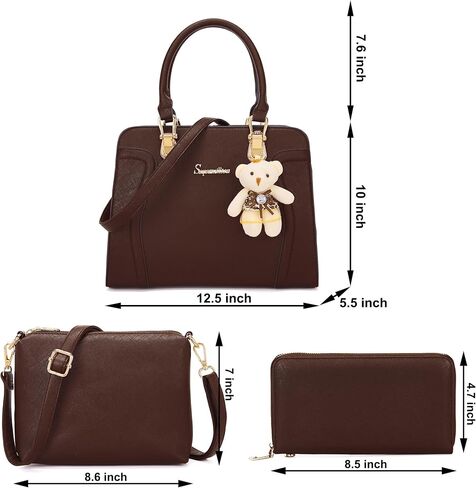 Soperwillton Handbags for Women Shoulder Bags Wallet Tote Bag Satchel 3pcs Purse Set in Kuwait