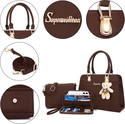 Soperwillton Handbags for Women Shoulder Bags Wallet Tote Bag Satchel 3pcs Purse Set in Kuwait