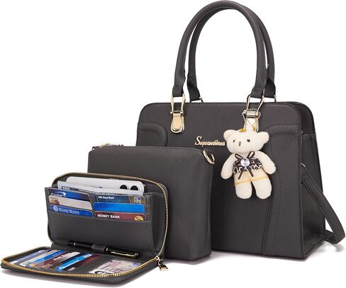 Soperwillton Handbags for Women Shoulder Bags Wallet Tote Bag Satchel 3pcs Purse Set in Kuwait