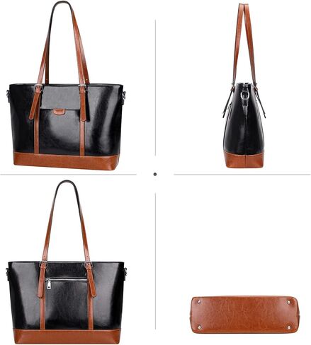 حقيبة يد جلدية كبيرة من فوق الأرض للنساء حقائب يد جلدية كبيرة وحقائب كتف للعمل (O187E أسود/بني) in Kuwait