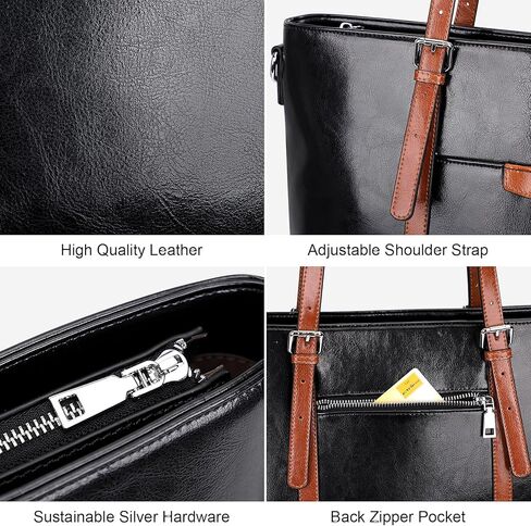 حقيبة يد جلدية كبيرة من فوق الأرض للنساء حقائب يد جلدية كبيرة وحقائب كتف للعمل (O187E أسود/بني) in Kuwait