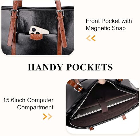 حقيبة يد جلدية كبيرة من فوق الأرض للنساء حقائب يد جلدية كبيرة وحقائب كتف للعمل (O187E أسود/بني) in Kuwait