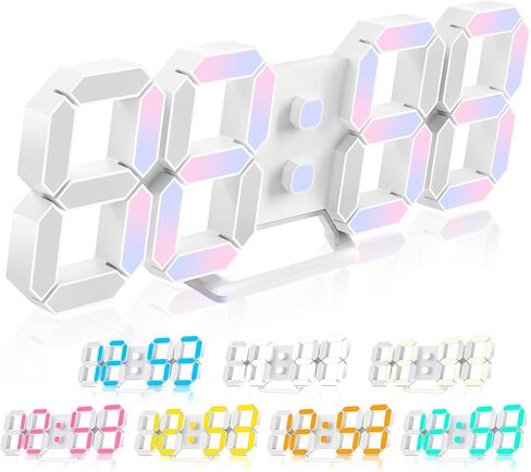WISE TIGER Led Digital Alarm Clock 3D Small Wall Clock Snooze Dimmable Time Memory 12/24H Date Temperature Remote Control Night Light Office Kitchen Living Room Bedroom (15 Inch, Black) in Kuwait