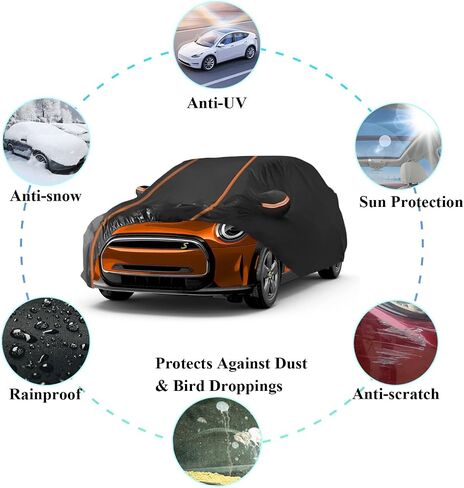 غطاء سيارة مناسب لـ 2002-2024 Mini Cooper/Cooper S/Hardtop/Convertible 2-Door، 6 طبقات غطاء سيارة كامل مع أشرطة، حقيبة تخزين، مقاوم لجميع الأحوال الجوية والغبار والمطر والحماية من الأشعة فوق البنفسجية للسيارات in Kuwait