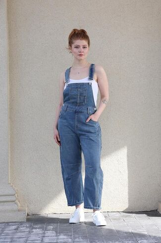 Kedera Womens Overalls Denim Loose Fit Wide Leg Adjustable Baggy Jeans Jumpsuit Y2K Comfy in Saudi Arabia