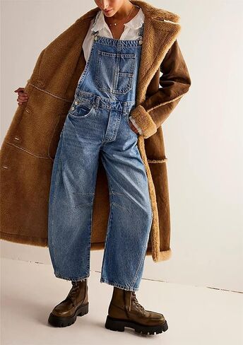 Kedera Womens Overalls Denim Loose Fit Wide Leg Adjustable Baggy Jeans Jumpsuit Y2K Comfy in Saudi Arabia
