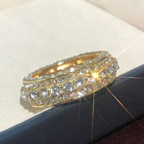 خاتم دائري من الألماس اللامع بالكامل مطلي بالذهب عيار 18 قيراط، خاتم زركونيا مكعب، خواتم هيب هوب عصرية للرجال والنساء، ألماس فاخر تشيكوسلوفاكيا، خاتم خطوبة زفاف ملكي أبدي in Kuwait