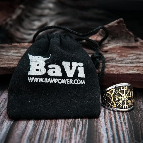 خاتم BAVIPOWER Viking Vegvisir Norse Compass Valknut رمز شجرة الحياة أودين Yggdrasil Helm of Awe Rune من الفولاذ المقاوم للصدأ للرجال in Saudi Arabia